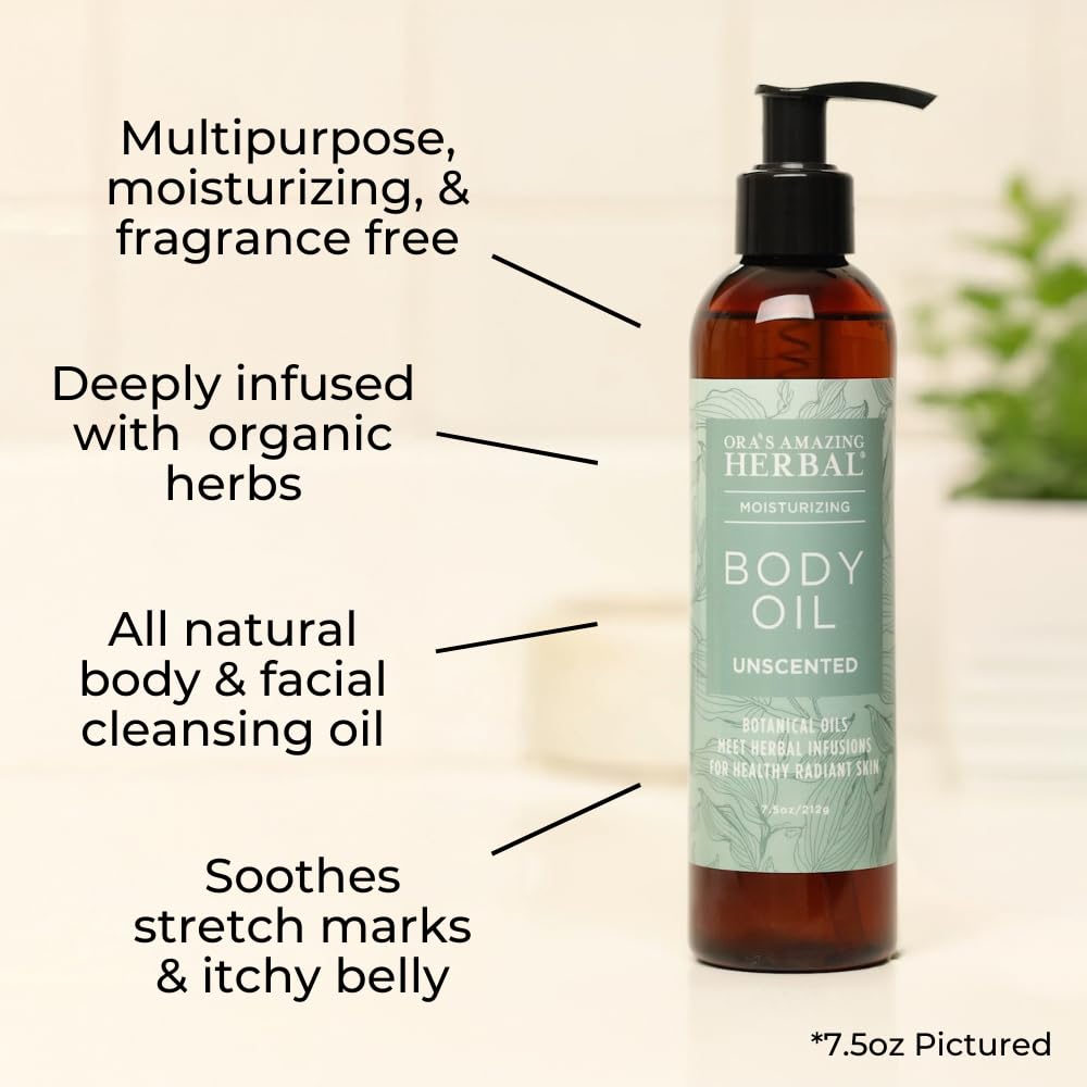 Unscented Body Oil Travel Size With Pump, Fragrance Free Massage Oil, Moisturizing Body Oils for Men and Women, Grapeseed Oil fo