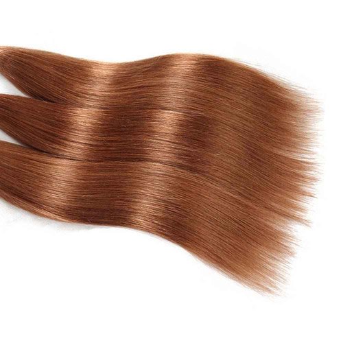 Giginger Brazilian Human Hair Bundles 16 18 20 Inch Color 30 Light Brown Straight Bundles Human Hair Straight Unprocessed Virgin Quick Weave Hair for Black Women