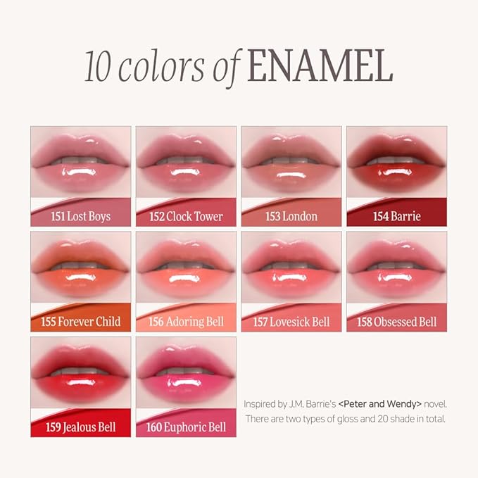 DINTO (Peter & Wendy Collection Deep-Kissed Plumping Lip Enamel - Glitter Lip Gloss, High Shine, Cooling Plumping, Long-Lasting, Vegan & Cruelty-Free (158 Obsessed Bell, 4ml)