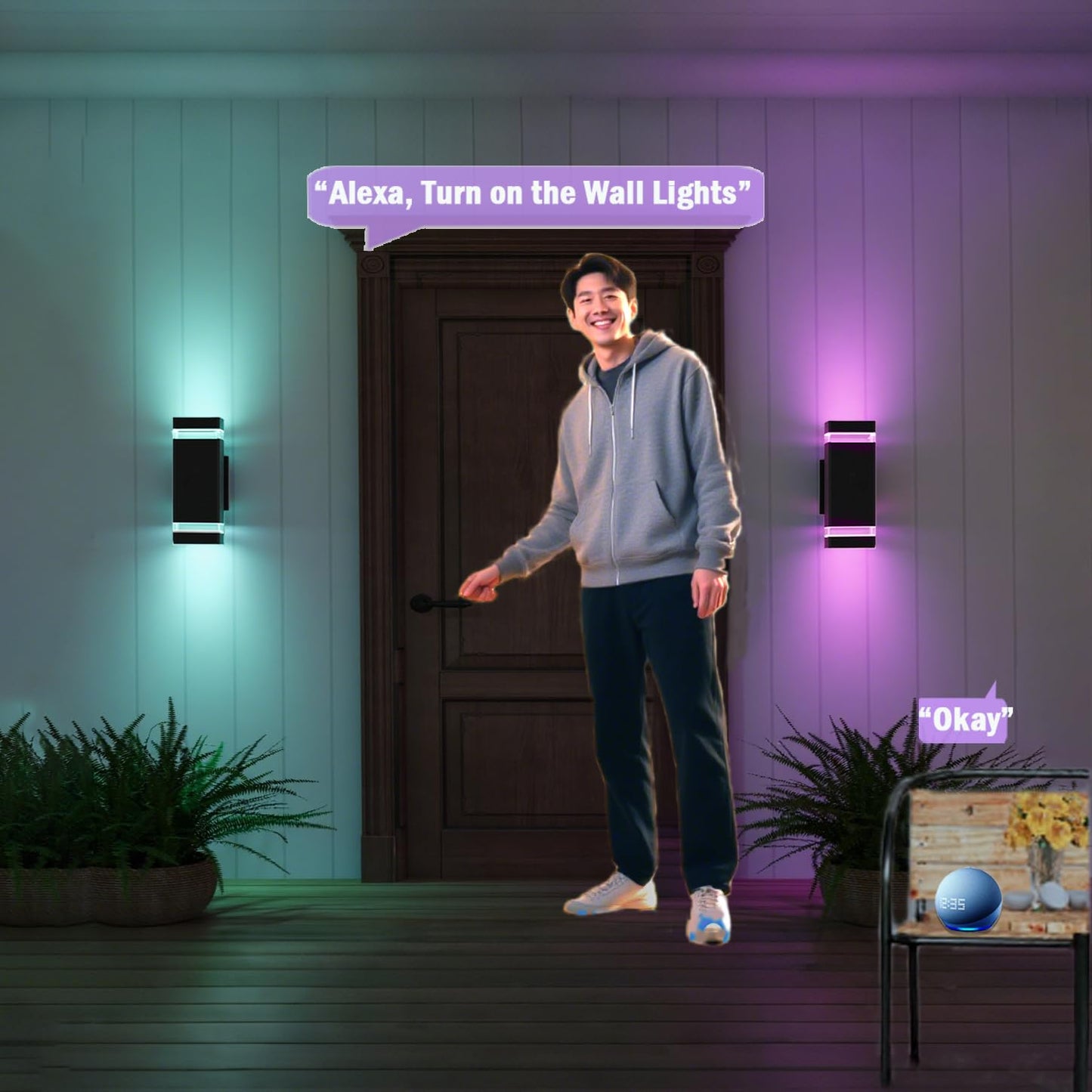 rosykite Mi.Light RF Remote Control RGB Colour Changing Lighting LED Double Up and Down Outdoor Wall Light,White Temperature 2700k- 6500k RGB+CCT Exterior Wall Lighting (3 Pack)