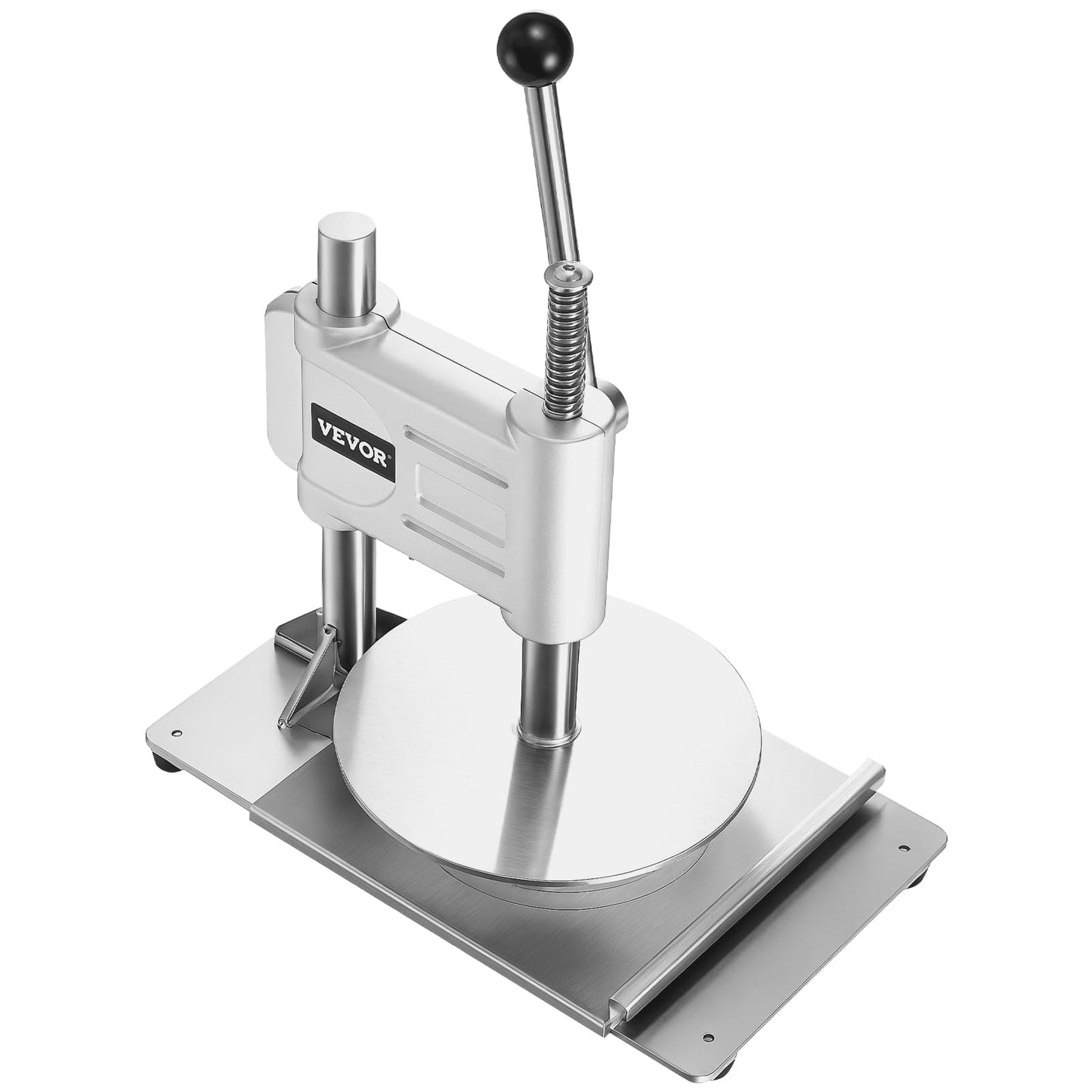 VEVOR Manual Pizza Dough Press Machine, 9.5 inch Pizza Pastry Press Plate, Stainless Steel Bread Presser, Commercial Chapati Sheet Crust Maker, Forming Machine with Handle and 100 Pcs Parchment Paper