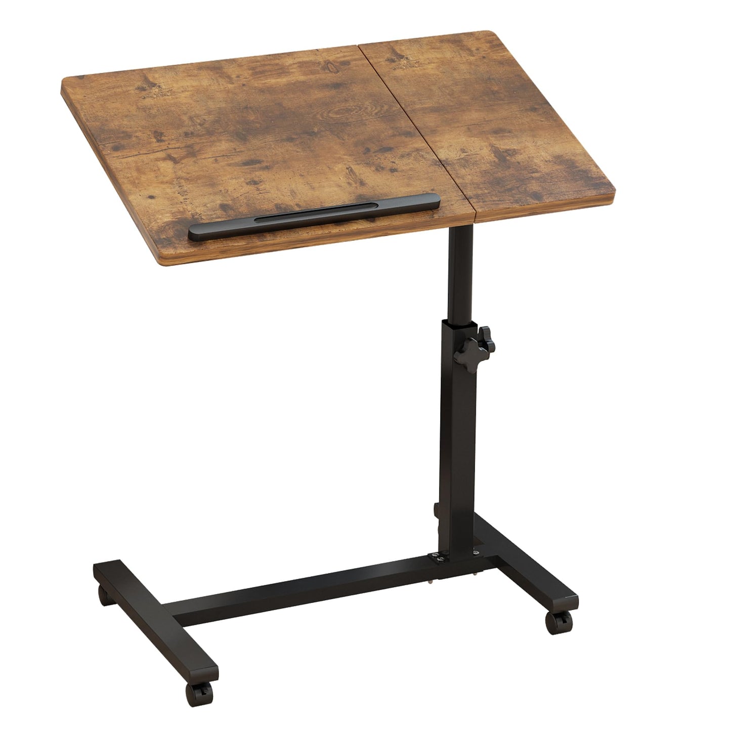 LINGMI Overbed Bedside Desk Mobile Rolling Laptop Stand Tilting Overbed Table with Wheels Height Adjustable Tray Table for Laptop Bed Sofa Side Table