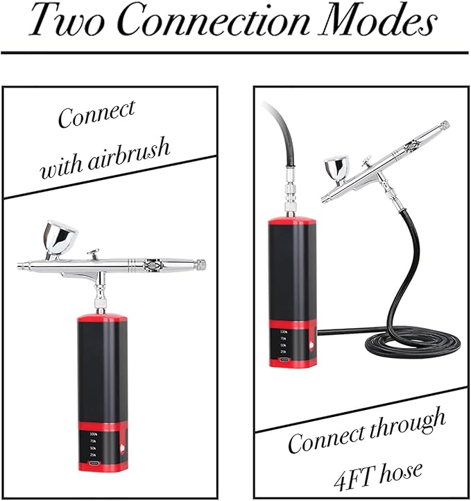Casubaris Portable mini Airbrush kit with Holder Stable for Both air Brush Pen and Rechargeable Airbrush Compressor with Replaceable Battery for Nail,Barber,Models,Art,Cake Decorations etc.