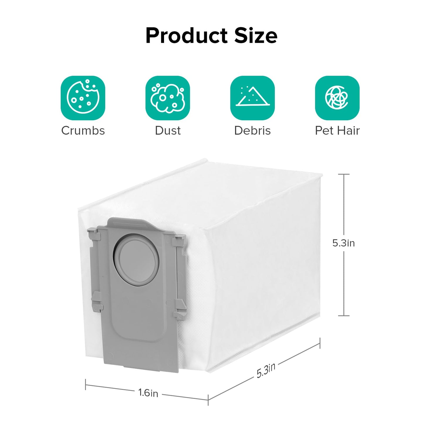 roborock 6 Packs Disposable Dust Bags for QV35A, Saros10series, QrevoEdgeS5A, QrevoCurv2Flow, QrevoCurv CurvX S5X, QrevoSlim, S8MaxVUltra, S8MaxUltra, QrevoMaxV,QrevoEdge, QRevo series Robot Vacuum
