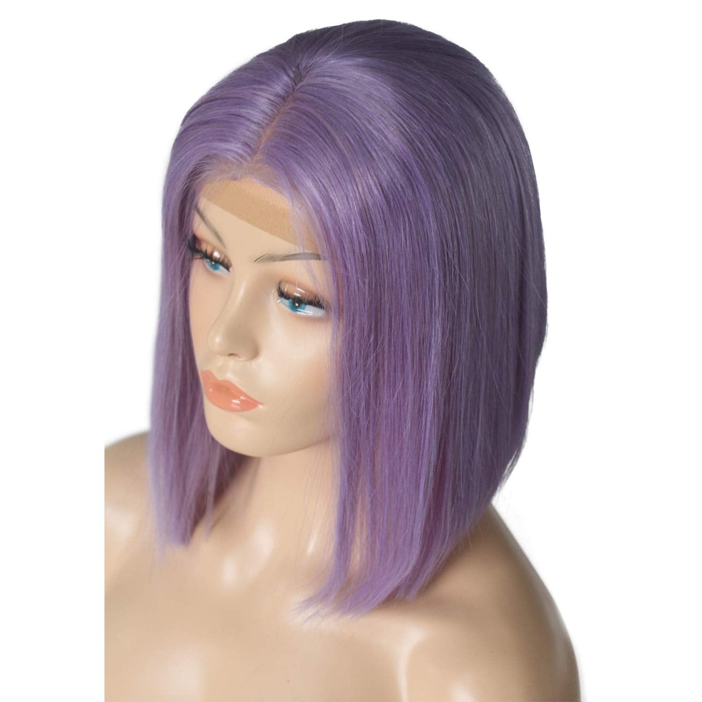 Lace Front Wigs Human Hair Lilac Bob Wigs Straight 180% Density Brazilian Virgin Hair 12inch Middle Part 13x4 Lace Frontal Pre P