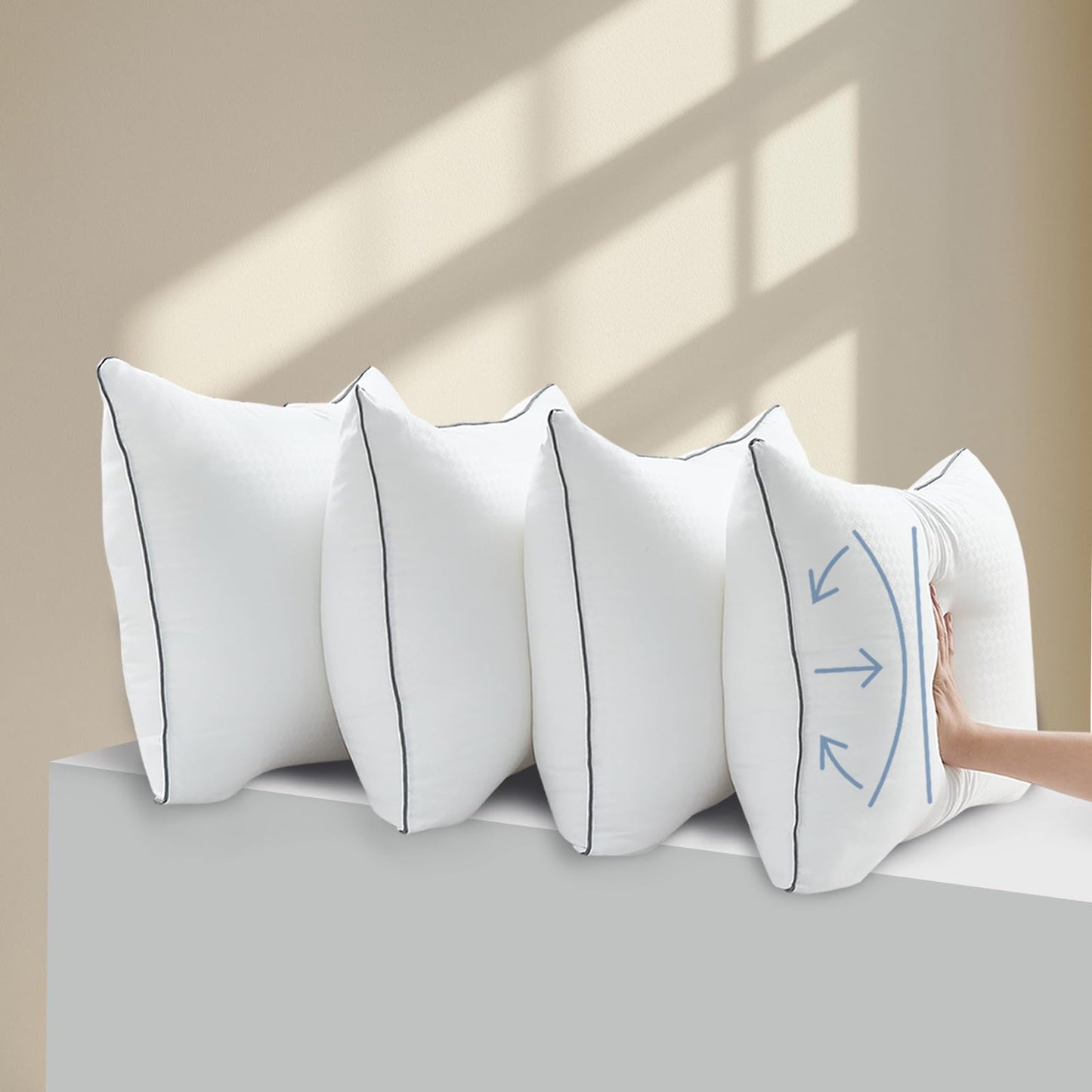 MUFEW Queen Pillows Set of 4, Ultra Thick Down Alternative Bed Pillows,Cooling Hotel Quality Queen Pillows for Back, Stomach or Side Sleepers,Machine Washable (White,4 Pack)