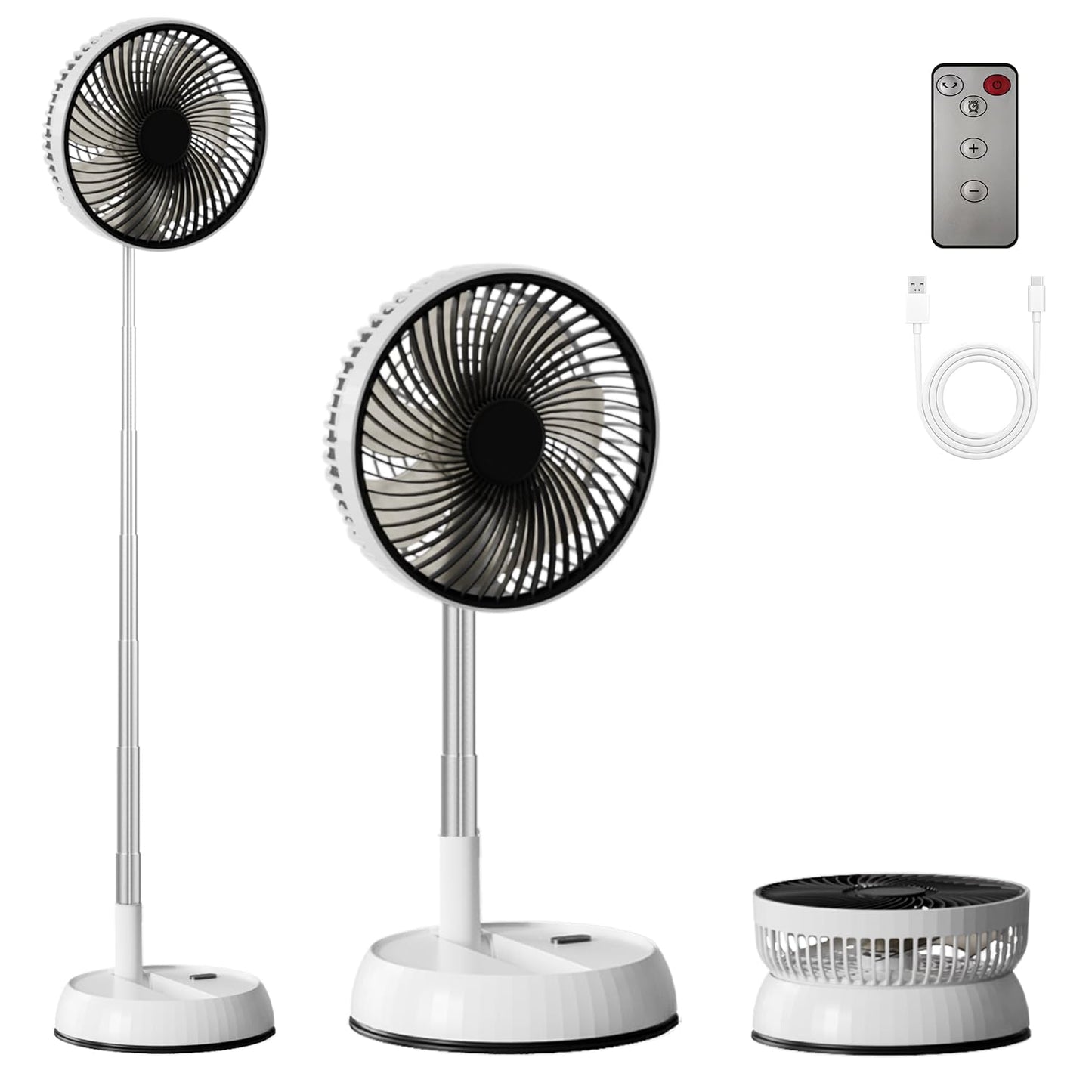 Leeyalan 8 Foldable Travel Fan With Remote Control - Portable Standing Fan For Home, Office & Camping | 3-Speed 7200Mah Recharge