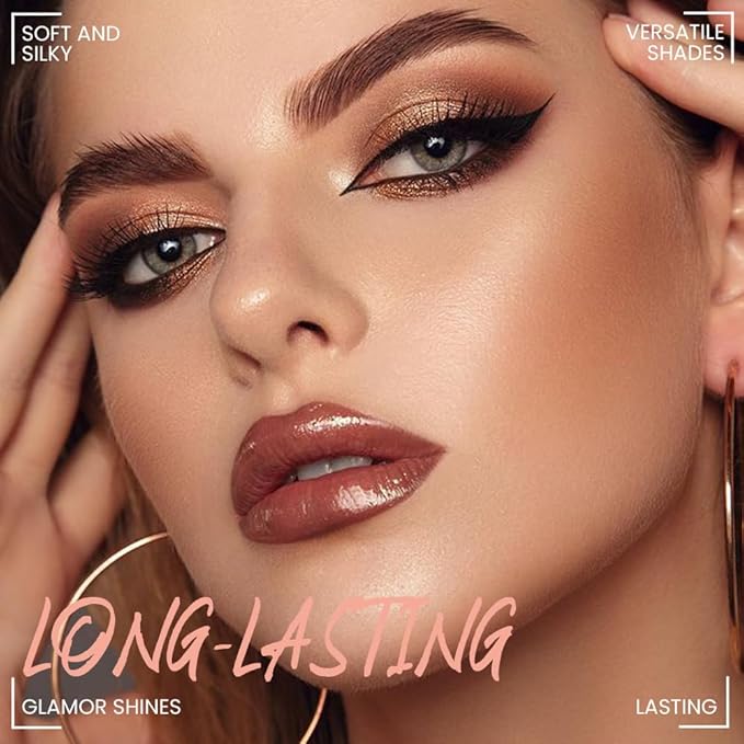 Six-Color Eyeshadow Makeup Palette, Cocoa RoseGold DarkBrown ChampagneGold Orange Nude Eyeshadows, Blendable Matte and Shimmer, Long-Lasting -Waterproof-Cruelty-Free With Built-In Mirror - 02#