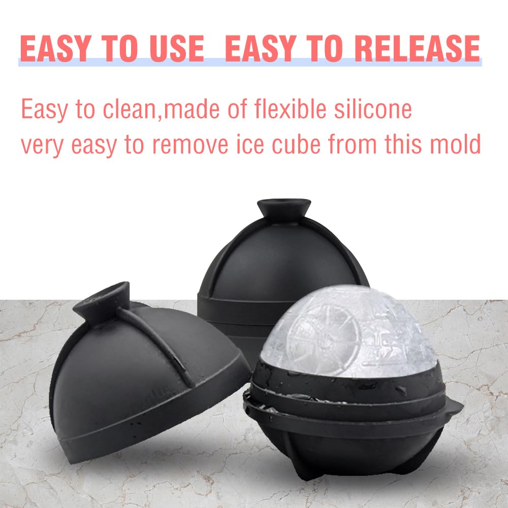 NICITY 2 Packs Death Star Ice Cube Mold with Millennium Falcon Bottle Opener，3D Star War Ice Cube Mold for Whiskey, Bourbon, Cocktails.Funny Star Wars Gifts for Men Women Him Dad