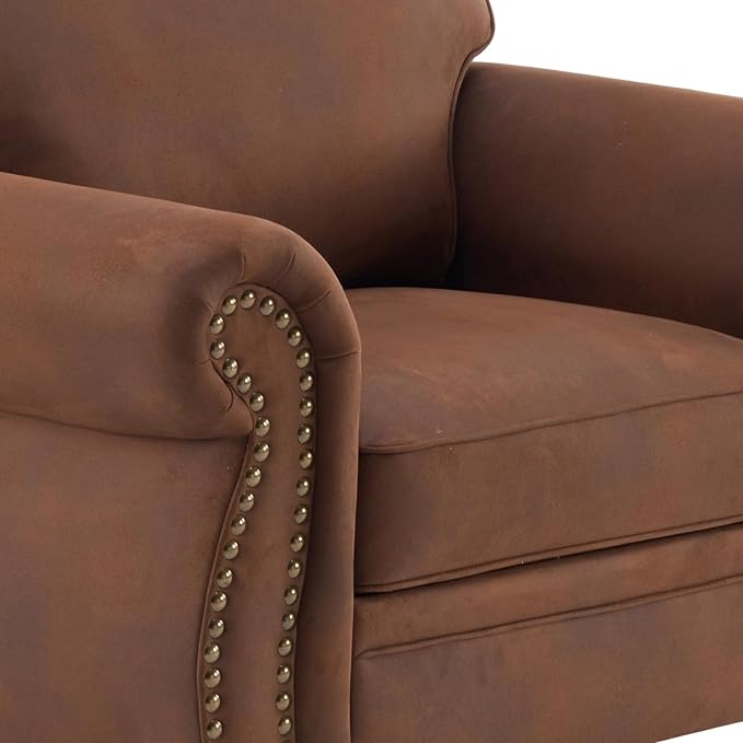 Couchus Living Room Furniture Sets,Sofa Sets and Couch Sets for Living Room,Mid-Century Vintage Sofa Couches with Rivet Design (Caramel, 2 Loveseat+3 Seater)