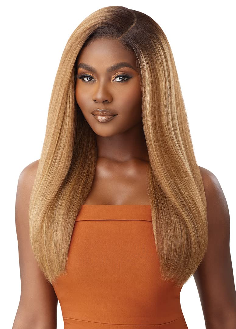 Outre - 5X5 Lace Closure Wig - Human Hair Blend - Kinky Straight 24 (JET BLACK 1)
