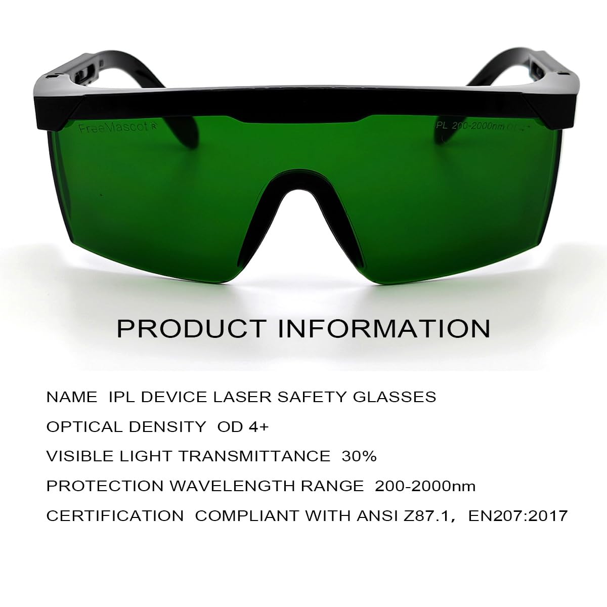 FreeMascot IPL 200nm-2000nm Laser Safety Glasses for Laser Hair Removal Treatment and Laser Cosmetology Operator Eye Protection with Case (Green)