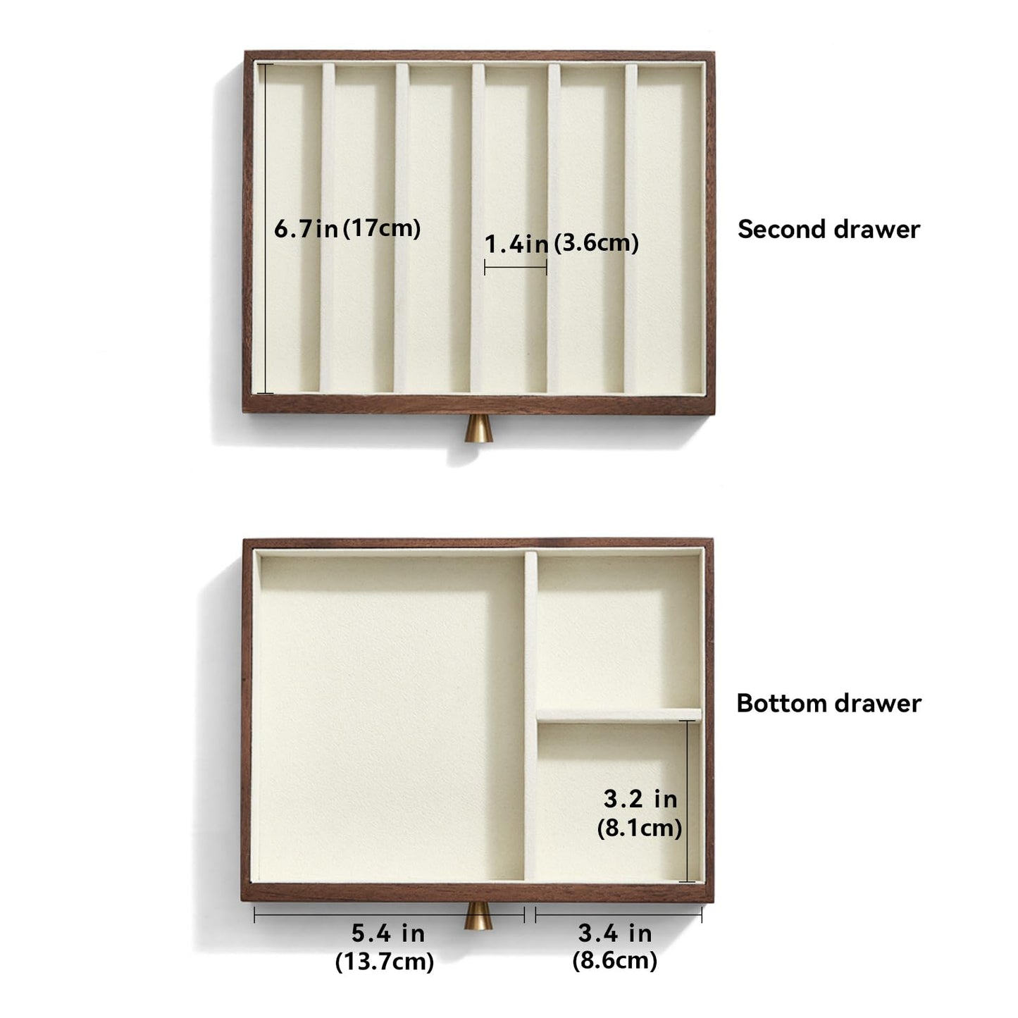Homruilink Black Walnut Wooden Jewelry Box Women large 3 Layer Drawer Organizer Box with Glass Lid for Necklaces, Watch, Necklace, Ring, Earring Storage, Ideal Gift