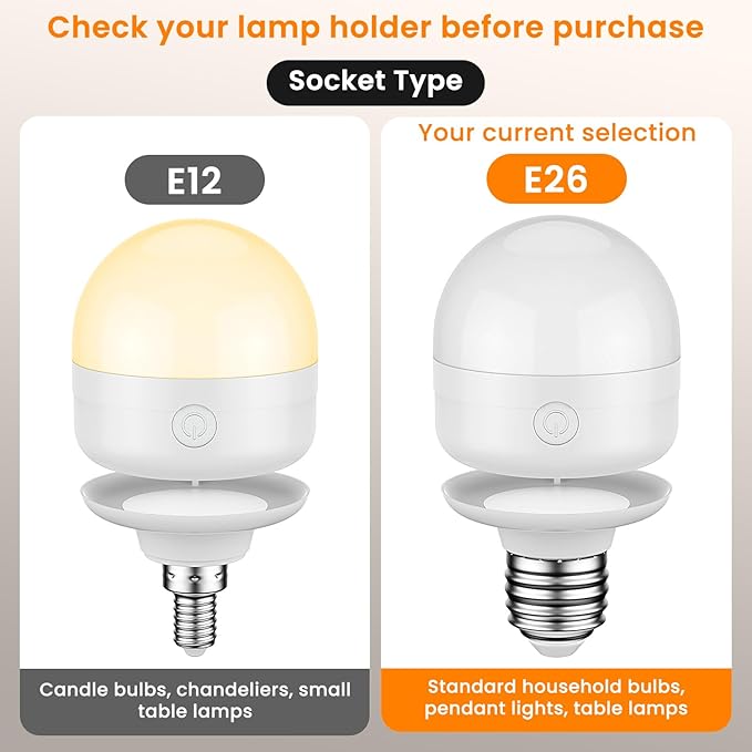 SCOPOW 4Packs E26 Rechargeable Light Bulbs with Remote and Timer, 8W 600lm Bright Magnetic Light Bulbs, 2500mAh Battery Operated Lightbulbs, 3 Color Temperature, Dimmer for Non-Hardwired Lamp
