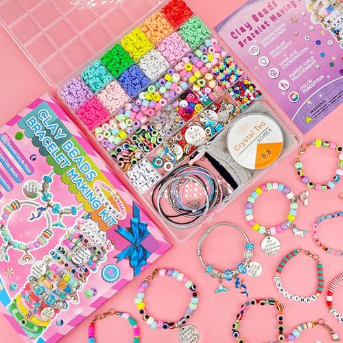 leitait Girls Toys Bracelet Making Kit -3400pcs Charm Jewelry Making Kit Supplies,Unicorn/Mermaid Crafts Birthday Christma...