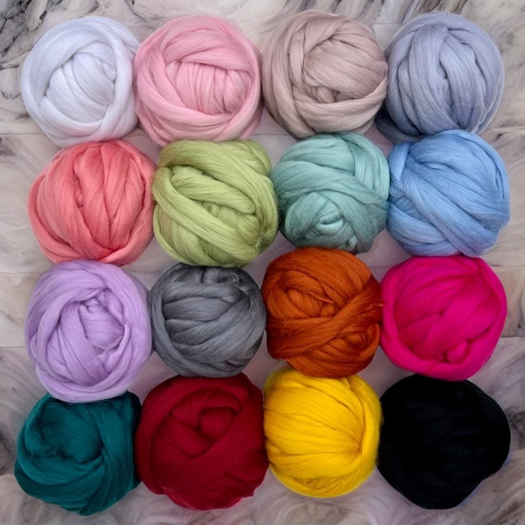 Revolution Fibers Dyed Corriedale Wool | 8.2 Ounces of Premium Combed Wool Top | 26 Micron, 100% Pure Corriedale Wool Roving, Ethically Sourced (Lightning White)