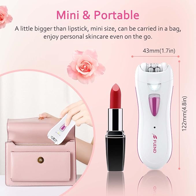 Epilator for Women, Smooth Glide Epilator Facial and Body Hair Remover with LED Light Rechargeable Hair Removal Device for Face, Bikini, Armpits, Arms, and Legs