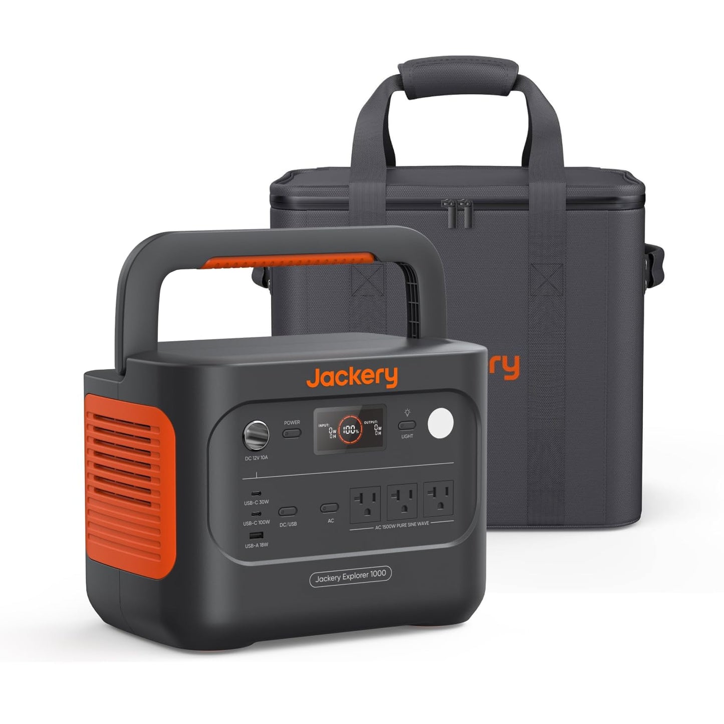 Jackery Explorer 1000 V2 Portable Power Station And Carrying Bag, 1070Wh Lifepo4 Battery,1500W Ac/100W Usb-C Output, 1 Hr Fast C