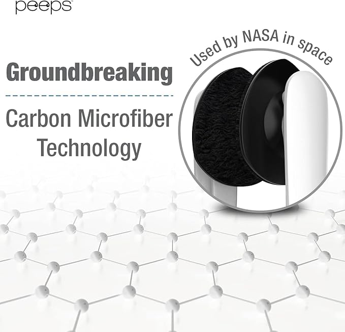 CarbonKlean Peeps Eyeglass Lens Cleaner - Efficient and Durable Carbon Microfiber Technology - Exclusively Used by NASA - 500 Uses (Injected Black)