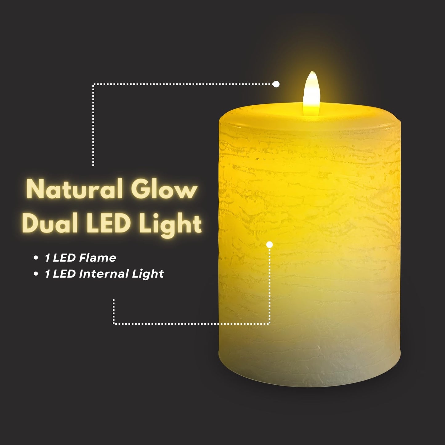 LumiPur Signature Collection Natural Glow Flickering Flameless 4 Pack LED Wax Pillar Candle (4 Pack 3.5" x 5", Linen White)