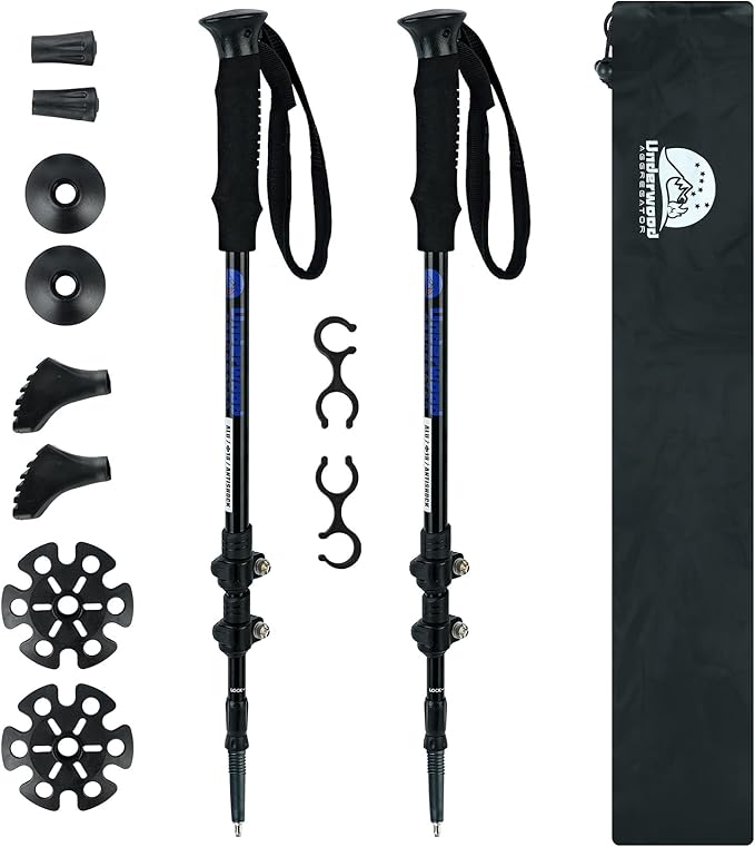 Trekking Poles Collapsible Hiking Poles - 2 Pack Adjustable Aluminum Hiking Sticks, Lightweight Walking Sticks for Women, ...