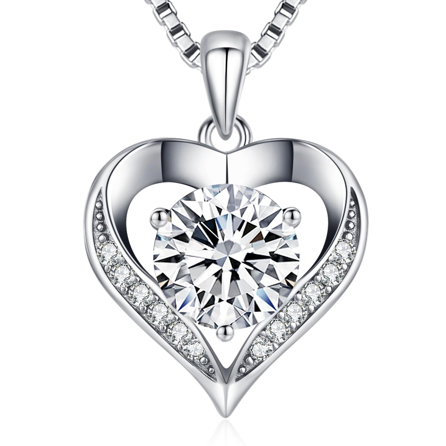 DALOJOE Moissanite Necklace for Women, 1-3 Carat Heart Necklace Engraved with 'I LOVE YOU', Birthday Gift for Wife, Anniversary Present for Wife Women, Jewelry Gifts for Christmas Valentine's Day