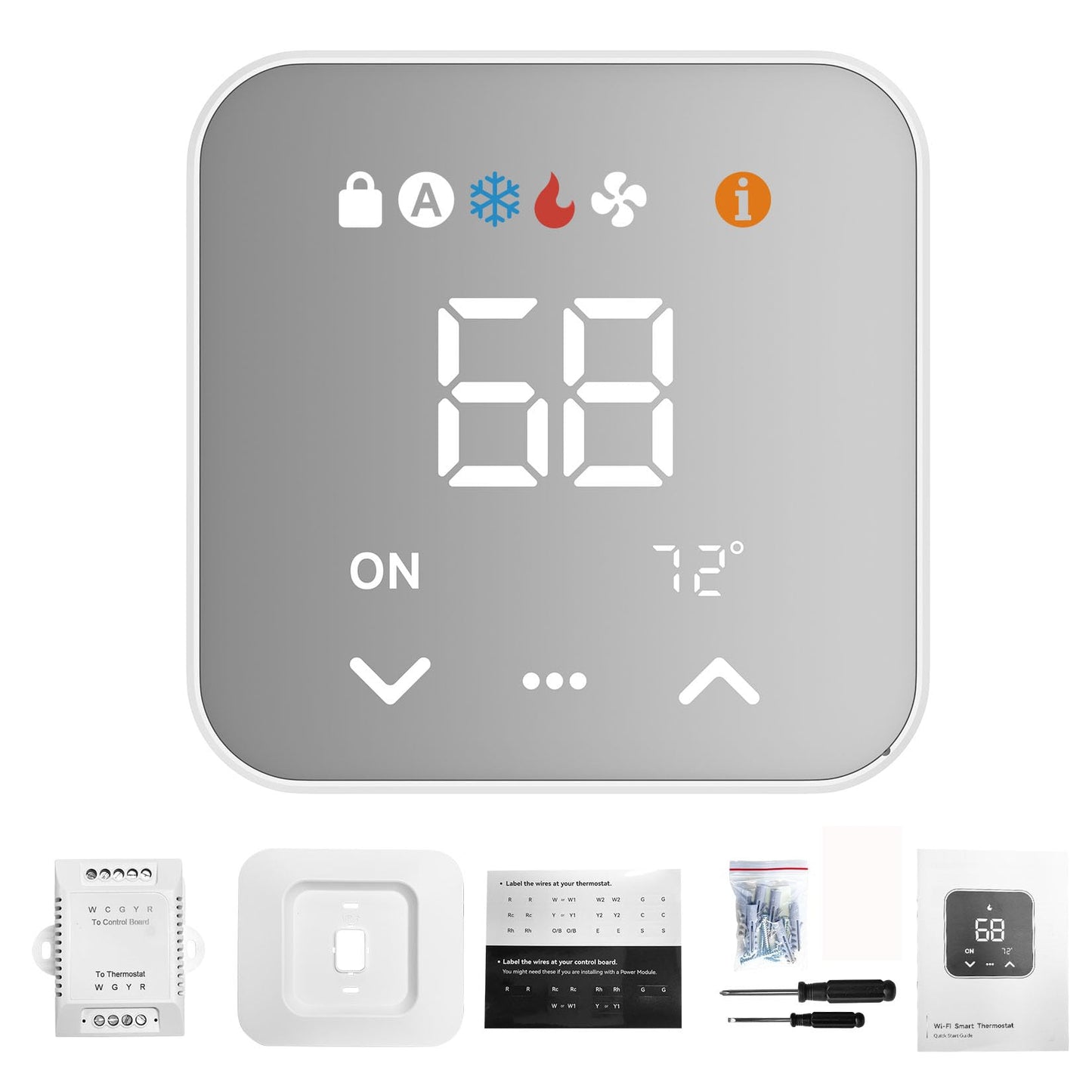 WiFi Smart Thermostat for House with C-Wire Adapter, Programmable Thermostat Compatible with Alexa and Google Assistant,Remote Control Tuya/Smart Life, Energy Saving, C-Wire Require