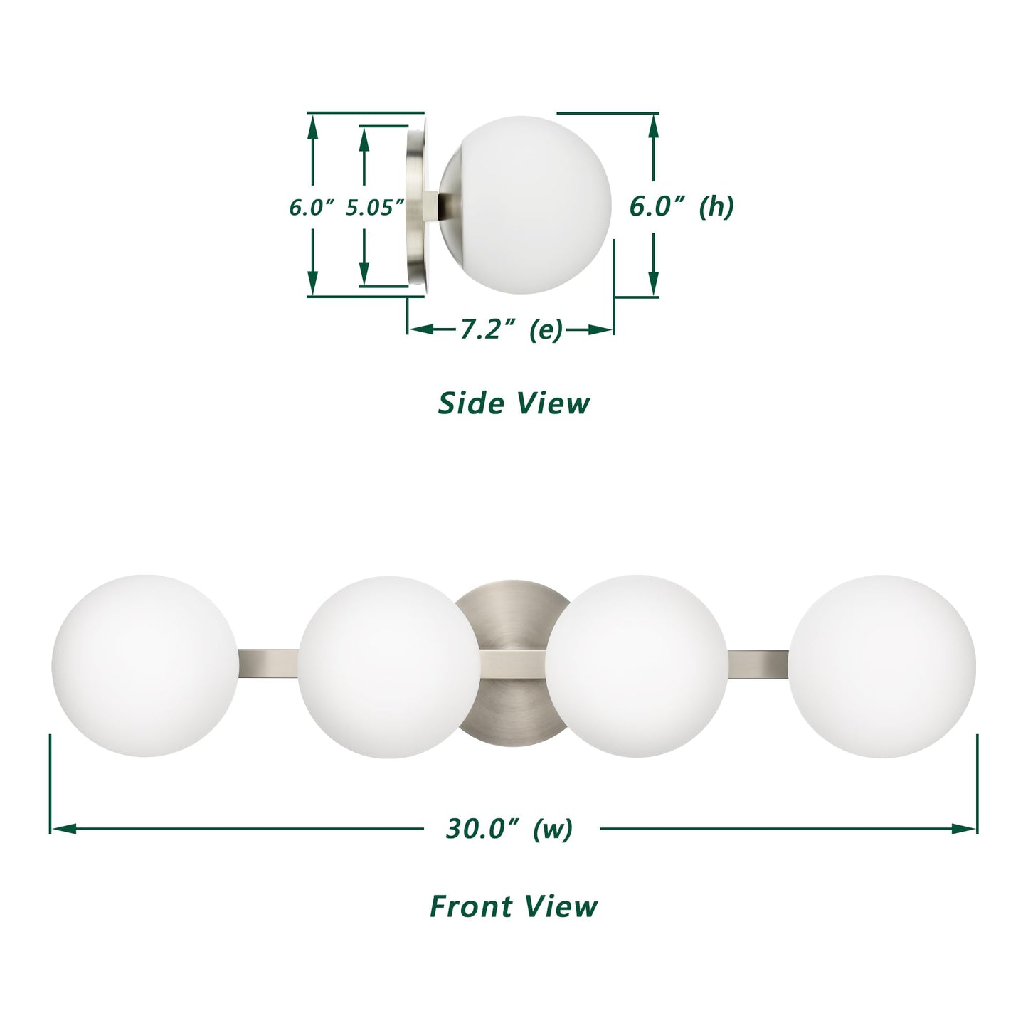 Hanaloa Bathroom Vanity Light Fixtures, Modern 4 Lights Globe Wall Sconce Lighting Brushed Nickel, Porch Wall Mount Light Fixture for Bathroom, Mirror Cabinets Hallway Stairs