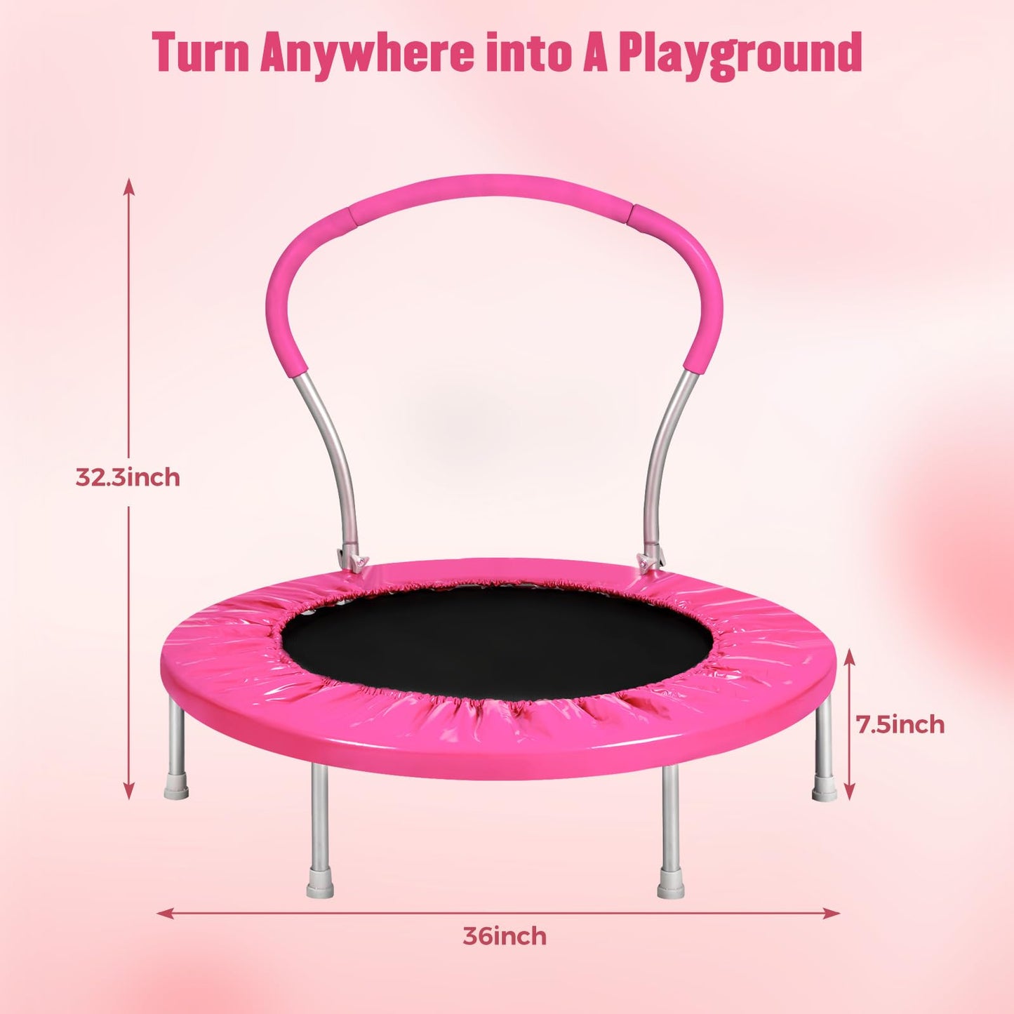 Lyromix 36 Inch Mini Trampoline for Kids with Handle, Indoor Small Trampoline for Toddlers