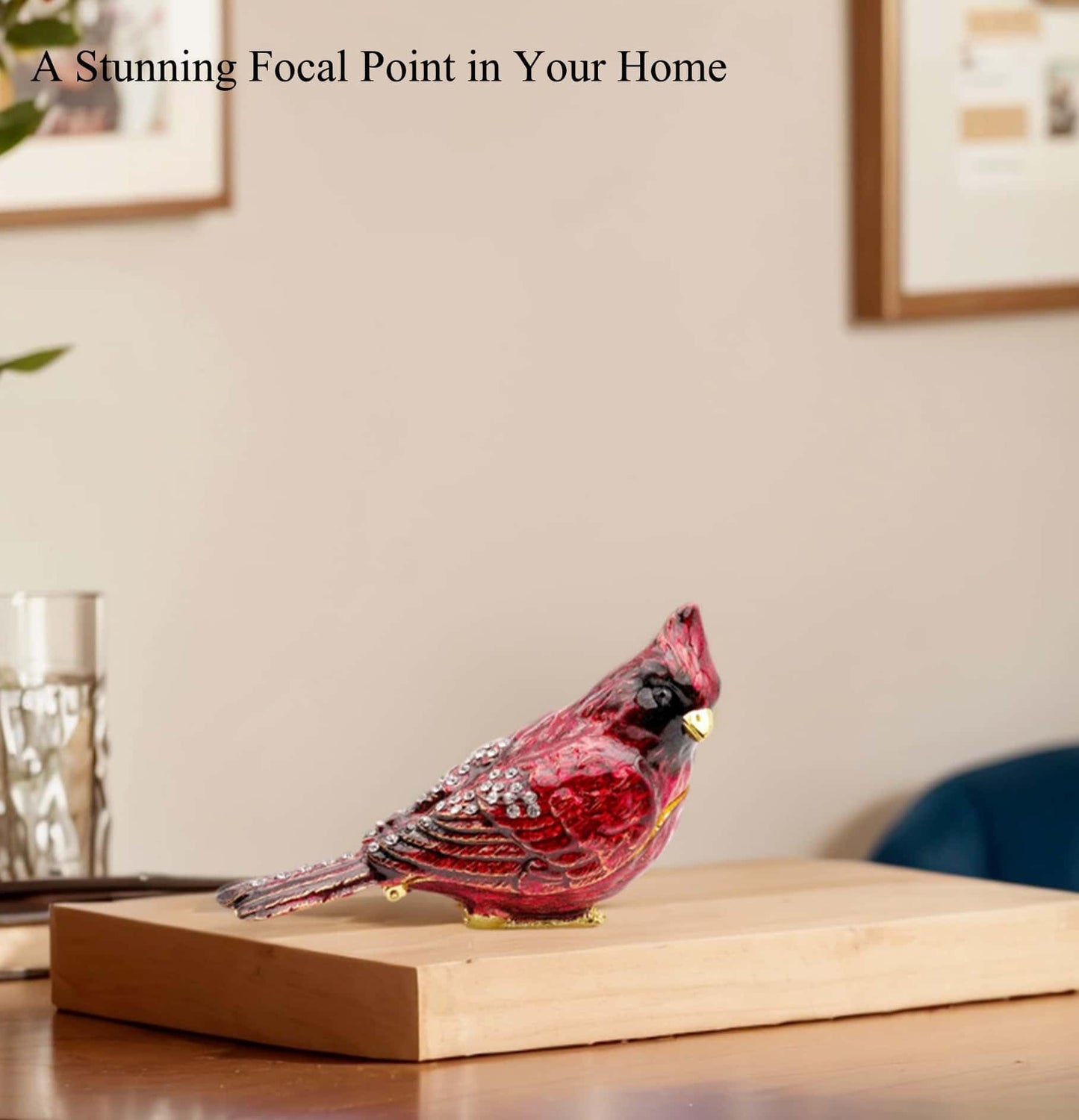 JWT Astyle Luxury Red Cardinal Bird Gifts Jewelry Trinket Boxes Hinged.Decorative Keepsake Ring Box.Necklace Rings Earrings Organizer.Bird Figurines Accents Home Decor Gifts for Women.