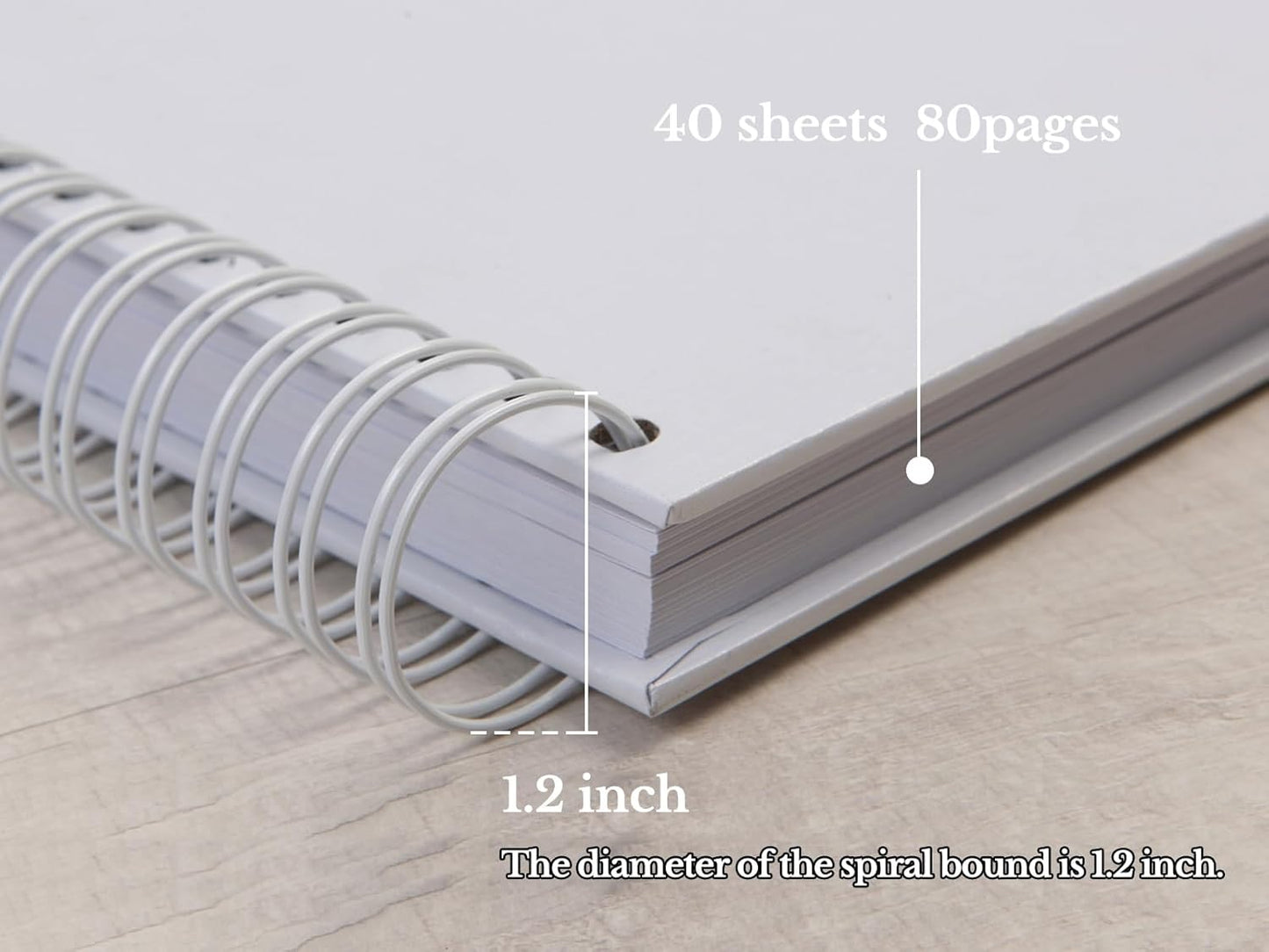 potricher 8 x 8 Inch DIY Scrapbook Photo Album 80 Pages Thick Kraft Blank White Paper Memory Book for Wedding and Anniversary Family (White, 8 Inch)