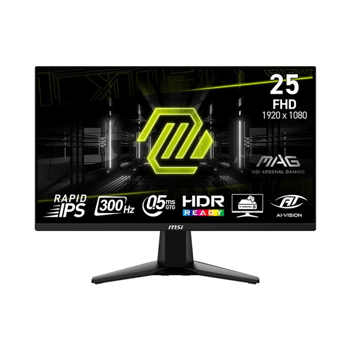 msi MAG 255XF 25-inch 1920 x 1080 (FHD) Curved Monitor, 300Hz, Adaptive Sync, HDMI, DisplayPort, VGA Port, VESA Mountable, Tilt, Speaker, Slim Bezel, 0.5ms, Black