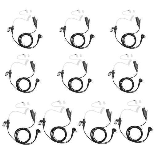 TDYU Acoustic Tube Earpiece Headset with PTT Mic Compatible with Motorola CP200 CP200D CP185 CLS1410 CLS1110 BPR40 DTR410 PR400 RMU2040 Walkie Talkie Two Way Radio 10 Pack