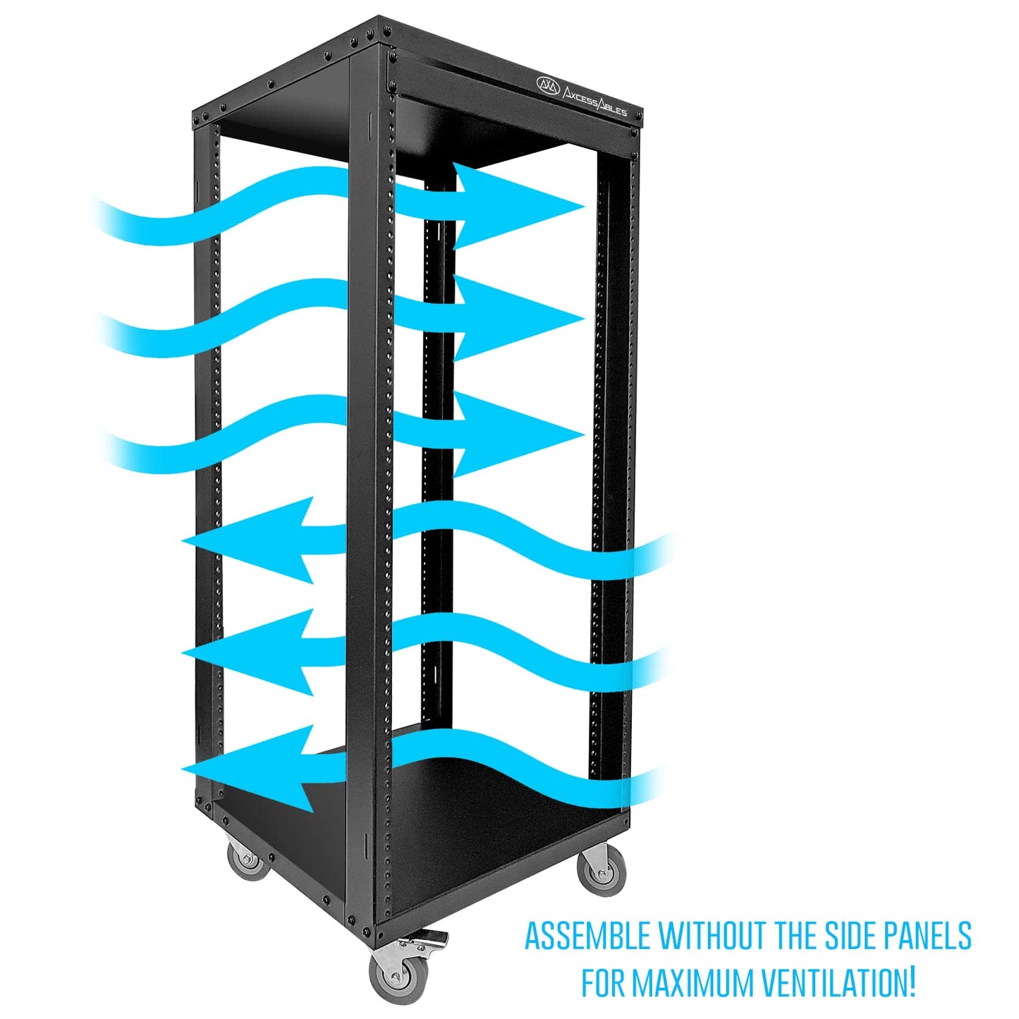 Axcessables Rk 22U Rack-Mount Cabinet Case W/Caster Wheels (Compatible With Us 5Mm& European 6Mm Rack Standards.) Rack For Av, D