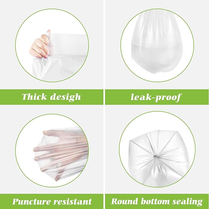 Teivio 2 Gallon 320 Counts Strong Trash Bags Garbage Bags, Bathroom Trash Can Bin Liners, Small Plastic Bags for Home Office Kitchen Kitchen (Clear)