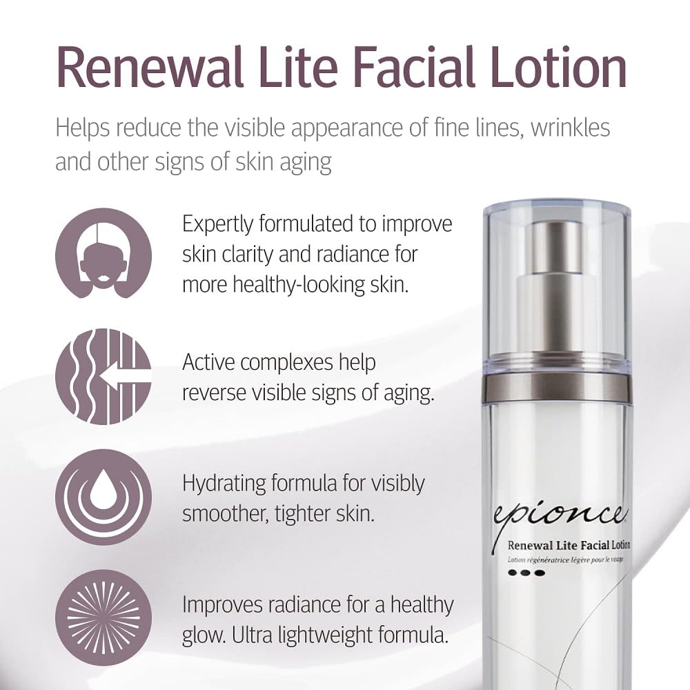 Epionce Renewal Lite Facial Lotion - Lightweight Hydrating, Anti-Aging Moisturizer for Combination to Oily & Problem Skin, Derma