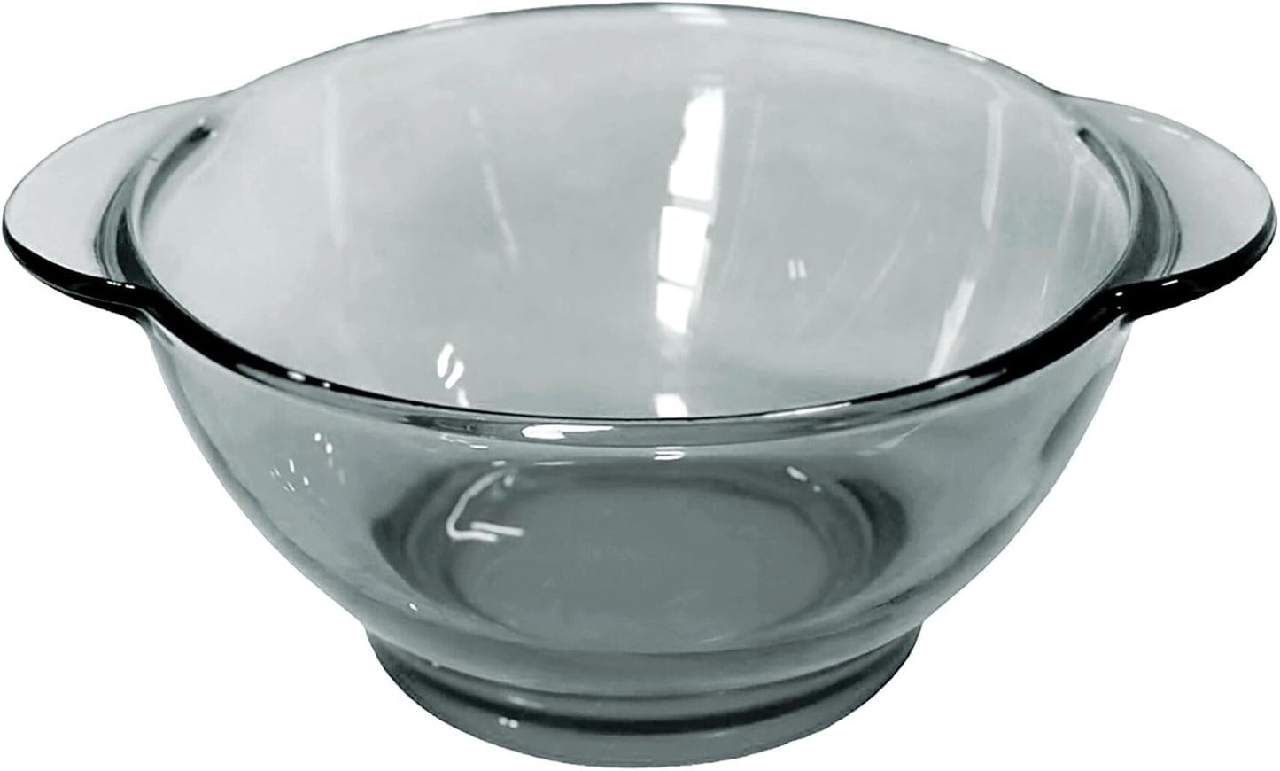 STP GOODS Glass Soup and Salad Bowl with Handles, Cobalt Transparent Glass Eating Plates, Circular Dinnerware for Salad, Bread, Dinner (Gray 4 pcs)
