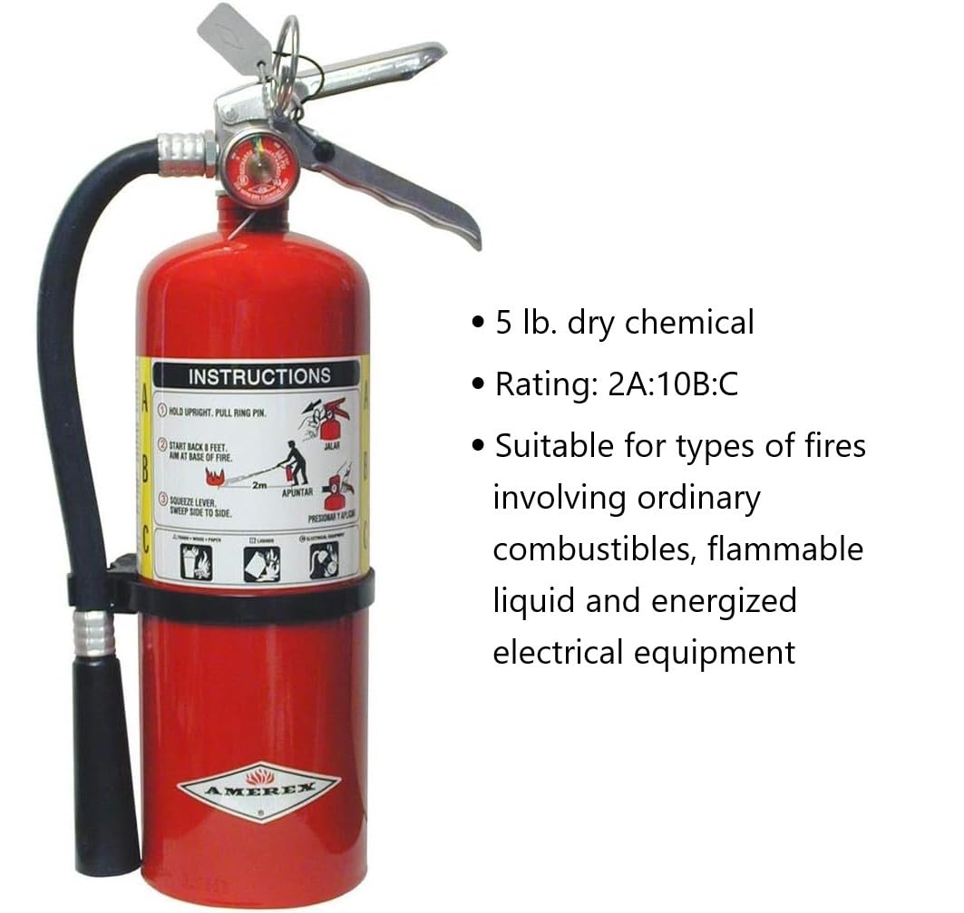 5lb ABC Dry Chemical Fire Extinguisher with Heavy Duty Vehicle Bracket