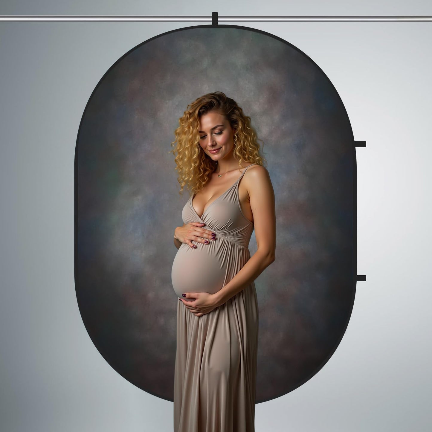 Kate 5x6.5ft(1.5x2m) Dark Grey Collapsible Backdrop Texture Folding Double Sided Pop up Backdrops for Photoshoot, Home Video Conference