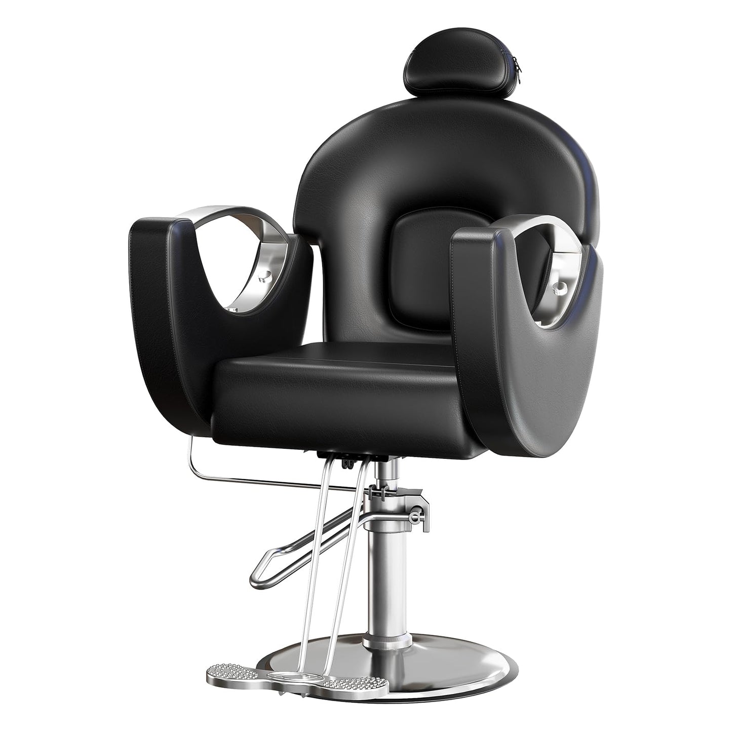 BouPower Barber Salon Chair, Reclining Salon Chair for Hair Stylist with Heavy Duty Hydraulic Pump, 330 LBS Capacity, Height Adjustable & 360° Swivel Styling Chair for Barbershop, Spa, Tattoo, Beauty