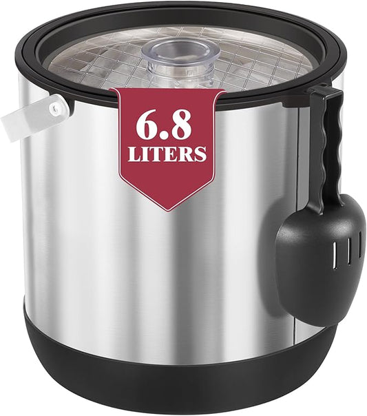 7QT/6.8L Large Insulated Ice Bucket for Parties, Double-Wall Beverage Bucket with Scoop & Lid,Keeps Champagne, Wine, Beer ...