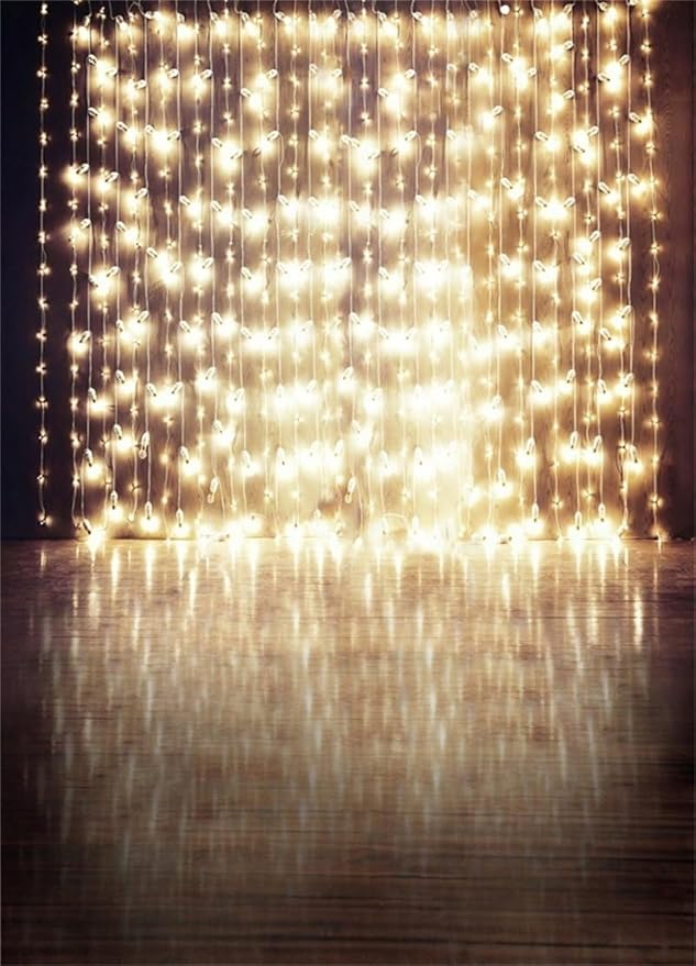 AOFOTO 3x5ft String Lights Reflections on Floor Photo Backdrop Twinkle Bead Curtain Romantic Interior Decoration Wedding B...