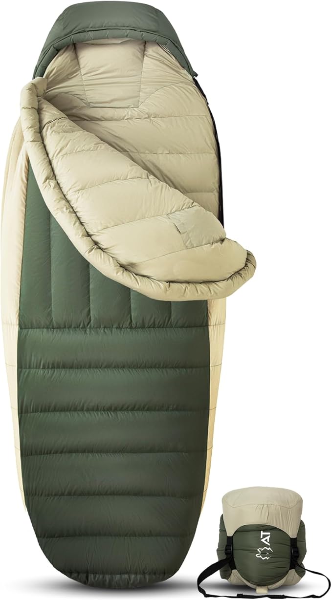 ATEPA 0 Degree Sleeping Bag, 700FP 15°F 20°F 23°F 30°F Down Mummy Cold Weather Double Lightweight Wide XL Sleeping Bags wi...