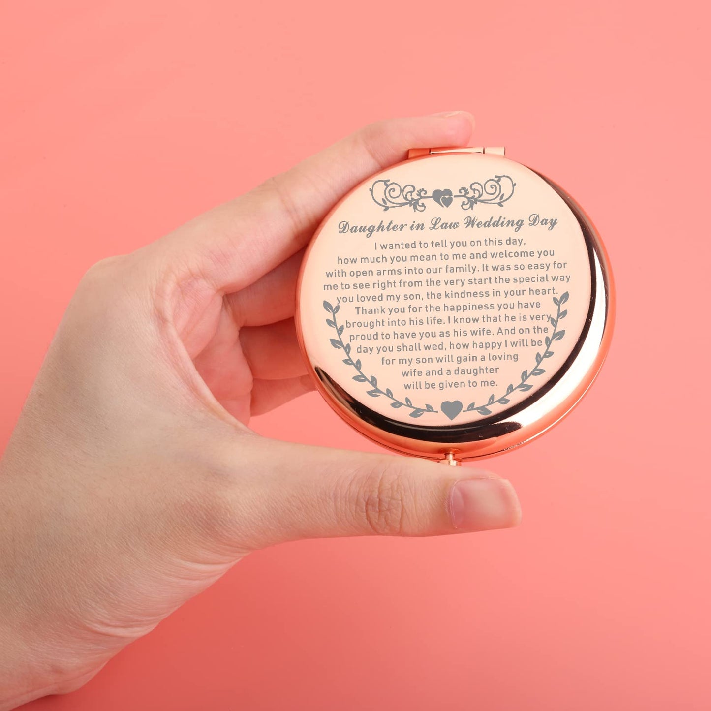 UJIMS Daughter in Law On Your Wedding Day Compact Mirror Marriage Gift for Bride Wedding Gift from Mother in Law (DaughterinLawW