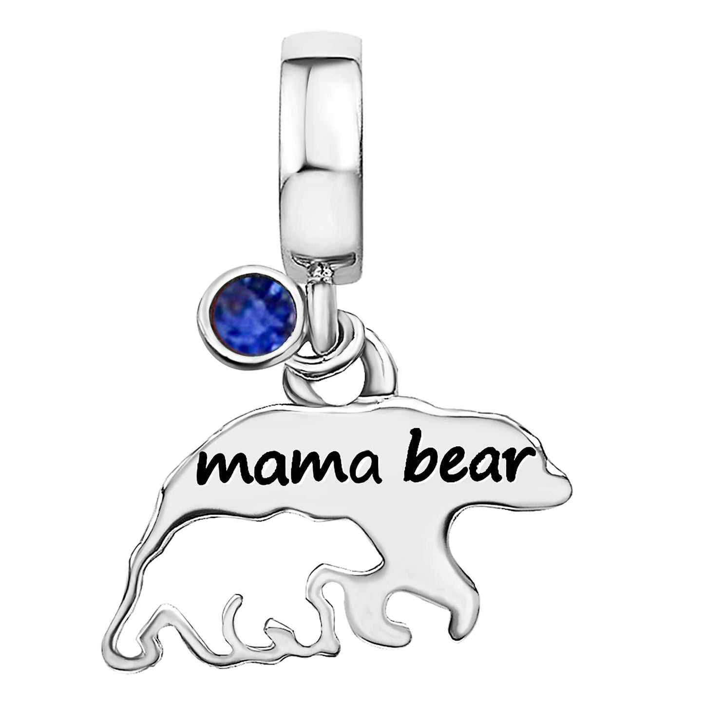 JMQJewelry Blue Dangle Mom Daughter Mama Bear Birthday Birthstone September Christmas Womens Bead Charms Compatible with Pandora