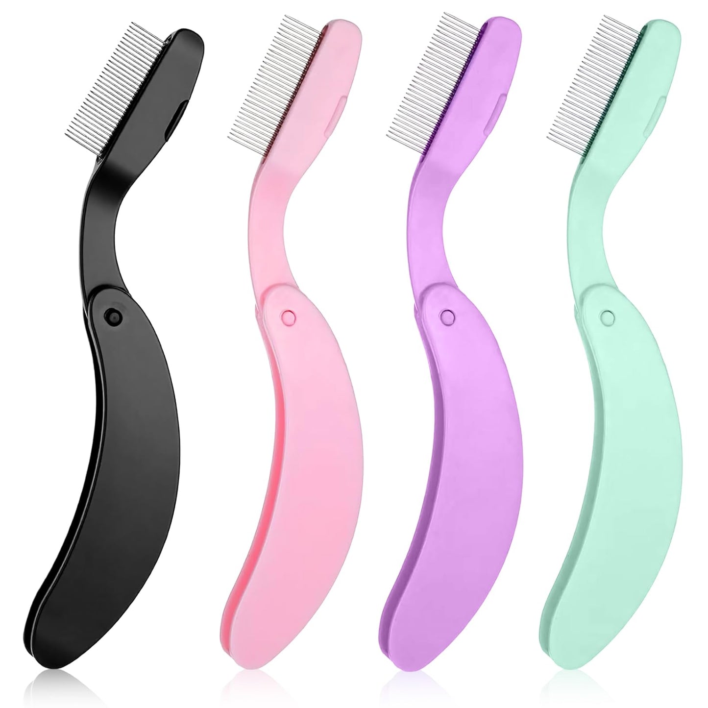 4Pcs Durable Metal Foldable Eyelash Comb with Metal Teeth Design, Eyebrow Brush and Comb for Clump-Free Mascara, Lash Separator