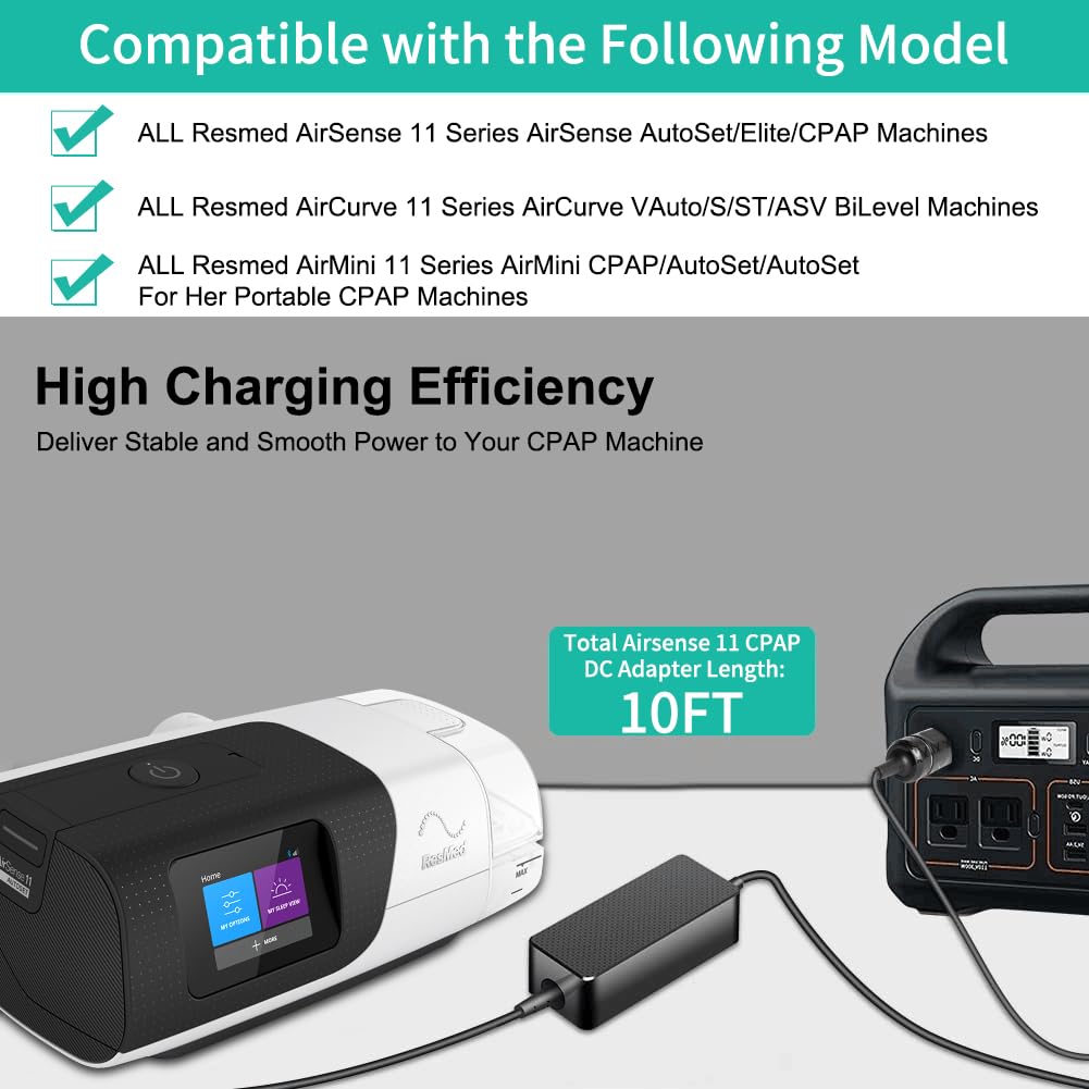 HKY Replacement Resmed AirSense 11 DC Converter 12V-24V Car Charger DC Adapter for All Resmed AirSense 11 CPAP Machine AirSense 11 AutoSet/AirSense 11 Elite CPAP Power Cord Resmed Airsense 11 Supplies