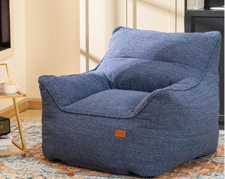 Cvortll Bean Bag Chair for Adults, Comfy Tufted Bean Bag Chair Sofa with Armrests, Lazy Beanbag Chair with Foam Filler Stuffed Bean Bag Couch Sofa for Reading in Bedroom, Living Room and Dorms