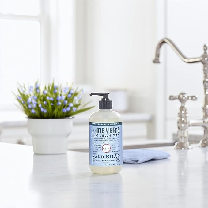 MRS. MEYER'S CLEAN DAY Hand Soap, Made with Essential Oils, Bluebell, 12.5 fl. oz - Pack of 6
