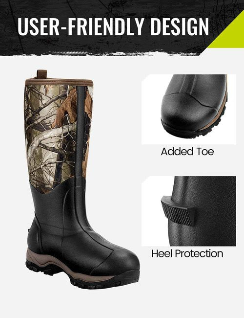TIDEWE Hunting Boot for Men, 400g Insulated Waterproof Sturdy 16" Men's Hunting Boot, 6mm Neoprene and Rubber Outdoor Boot Next Camo G2 US Size 10